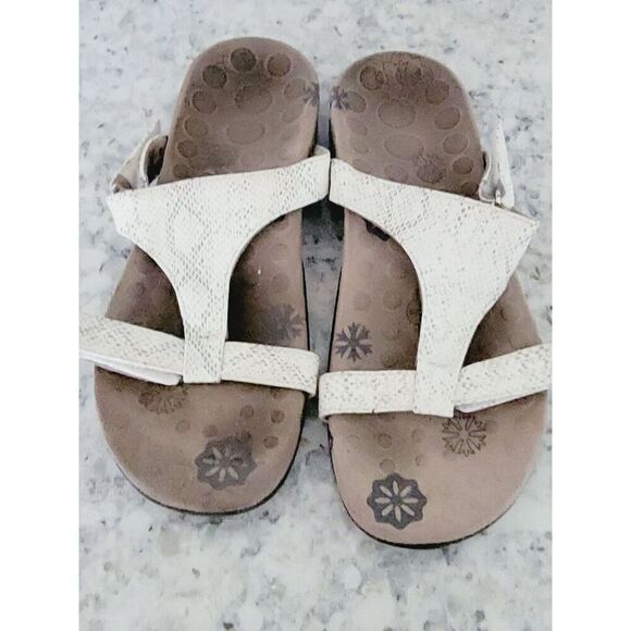 Orthaheel Molly Women's 7 White Supportive Faux Reptile Hook & Loop‎ Sandals - Picture 1 of 7